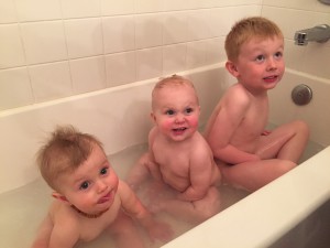 Watching this cuteness happen!  More on bath time in another post.