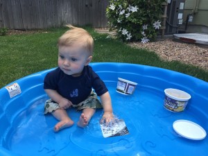 Splashing in the backyard.