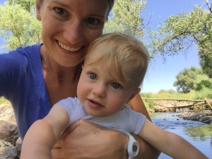 Exploring new trails with Mommy.