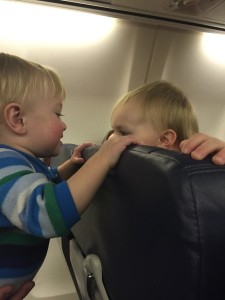 Playing peekaboo with Emma on the plane!