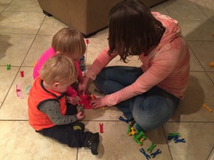 Emma and Tyler were enthralled with Aunt Colleen.