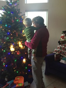 Special time with Grandma examining the tree.